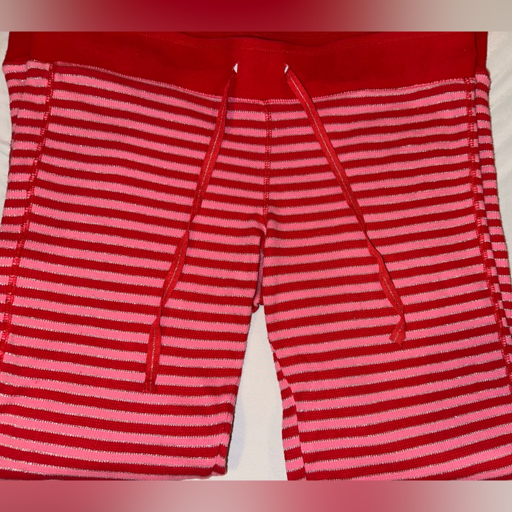 Victoria's Secret Intimates Red & Pink Glitter Stripe Drawstring Sleep Pants - Picture 4 of 8